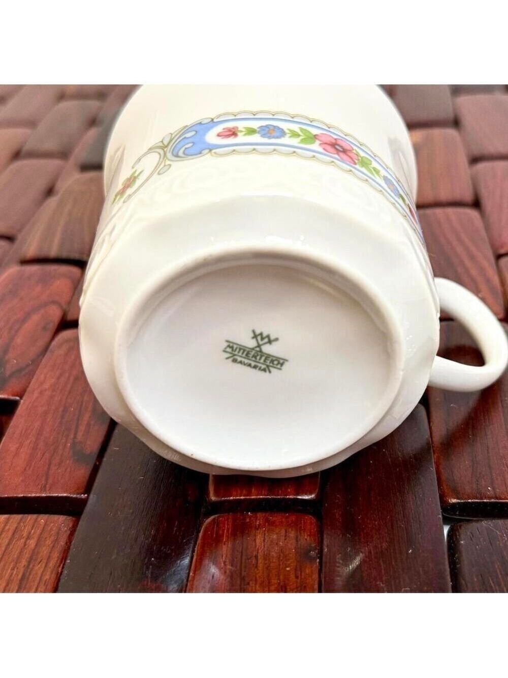 Vintage Mitterteich Bavaria Porcelain Cup & Saucer Floral Scroll Pattern Germany - Picture 6 of 6